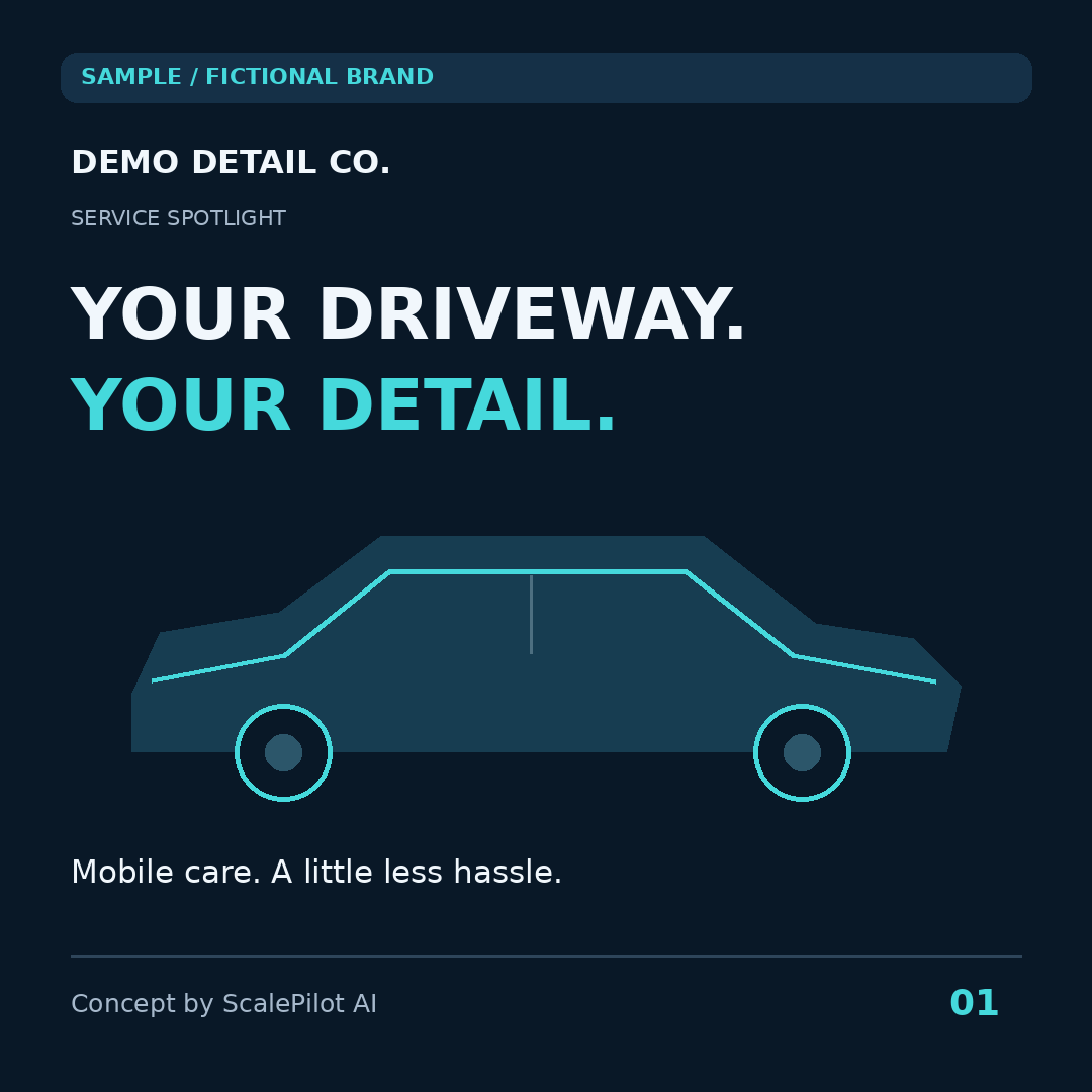 Fictional Demo Detail Co. sample: Mobile detailing spotlight